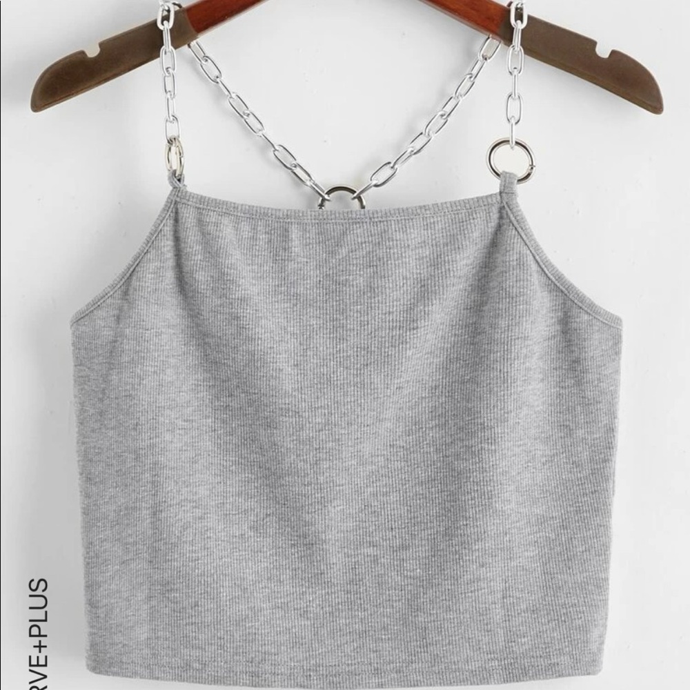 Grey Crop Top With Chains.